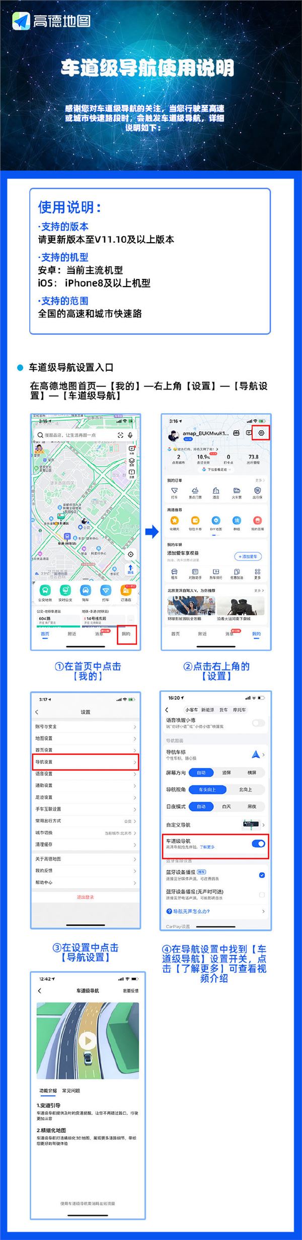 北斗卫星加持！高德车道级导航已支持全国高速和城市快速路