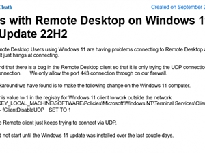 Windows 11更新22H2后又遇远程桌面问题 微软正在调查
