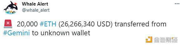 数据：20,000枚ETH从Gemini转移到未知钱包-第1张图片-欧易下载