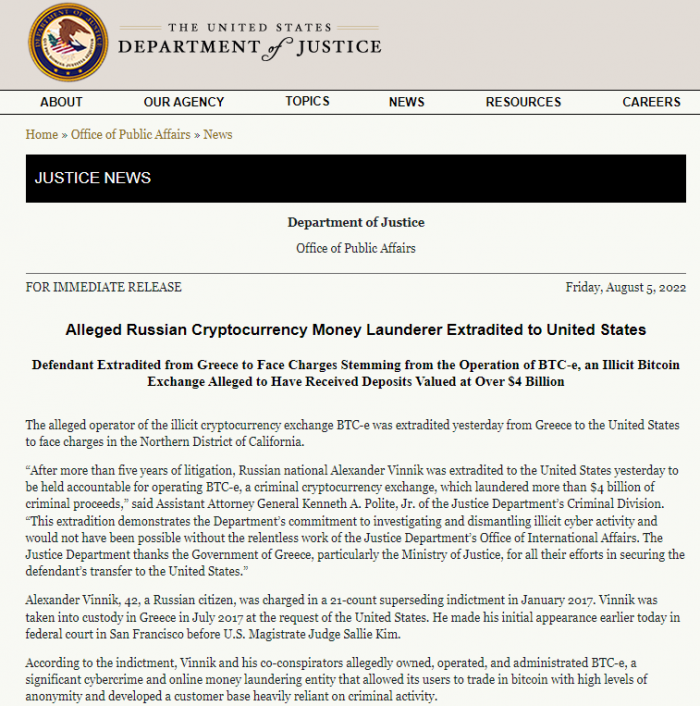 被指控洗钱和经营40亿美元比特币交易所的俄罗斯人Vinnik被引渡到美国-第1张图片-欧易下载 被指控洗钱和经营40亿美元比特币交易所的俄罗斯人Vinnik被引渡到美国-第1张图片-欧易下载